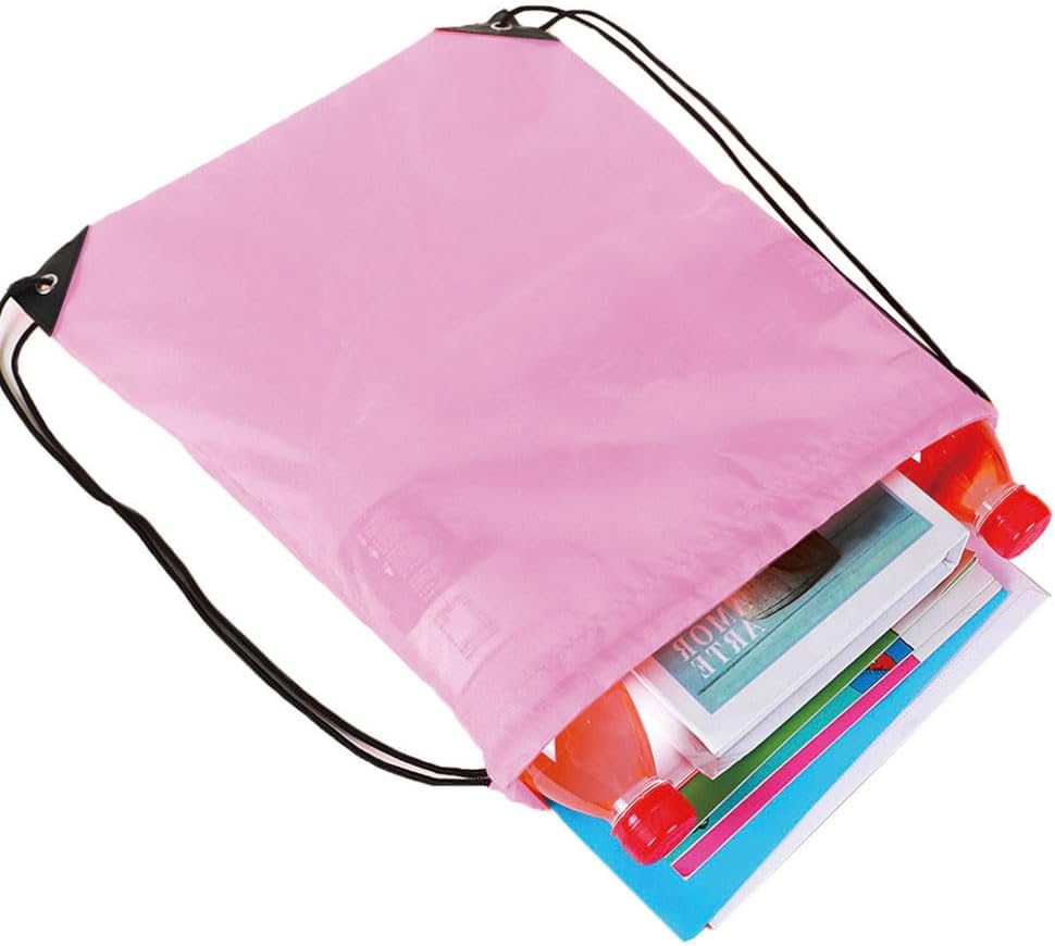 20 Pcs Drawstring Backpack Bulk Draw String Bags Cinch Polyester Bag for Gym Sport, Pink
