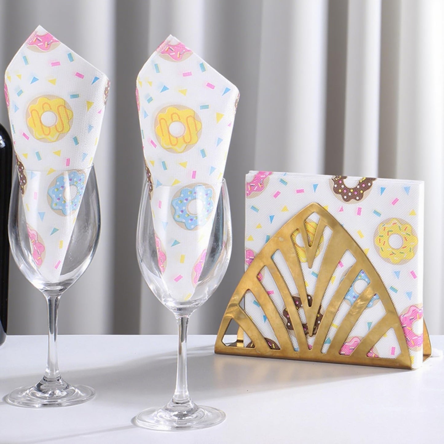 100 Pcs Donut Napkins 2 Ply Disposable Dinner Dessert Paper Napkins for Baby Shower Birthday Party Theme Table Decor Supplies