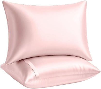 Satin Pillowcase with Zipper, Like Silk Pillow Cases - Pink