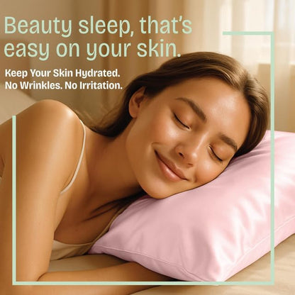 Satin Pillowcase with Zipper, Like Silk Pillow Cases - Pink