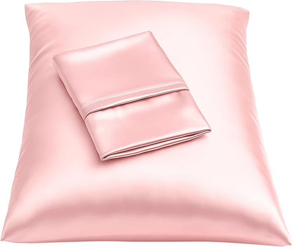Satin Pillowcase with Zipper, Like Silk Pillow Cases - Pink