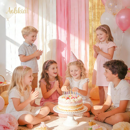 Wedding Streamers Party Decorations,8 Rolls Pink Gold Crepe Paper