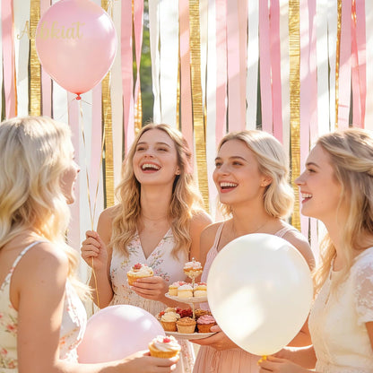 Wedding Streamers Party Decorations,8 Rolls Pink Gold Crepe Paper