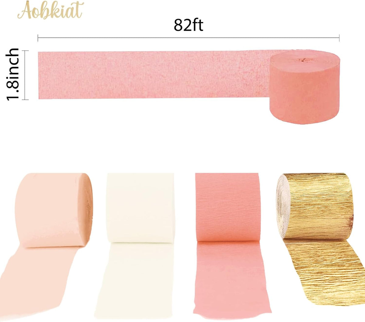 Wedding Streamers Party Decorations,8 Rolls Pink Gold Crepe Paper