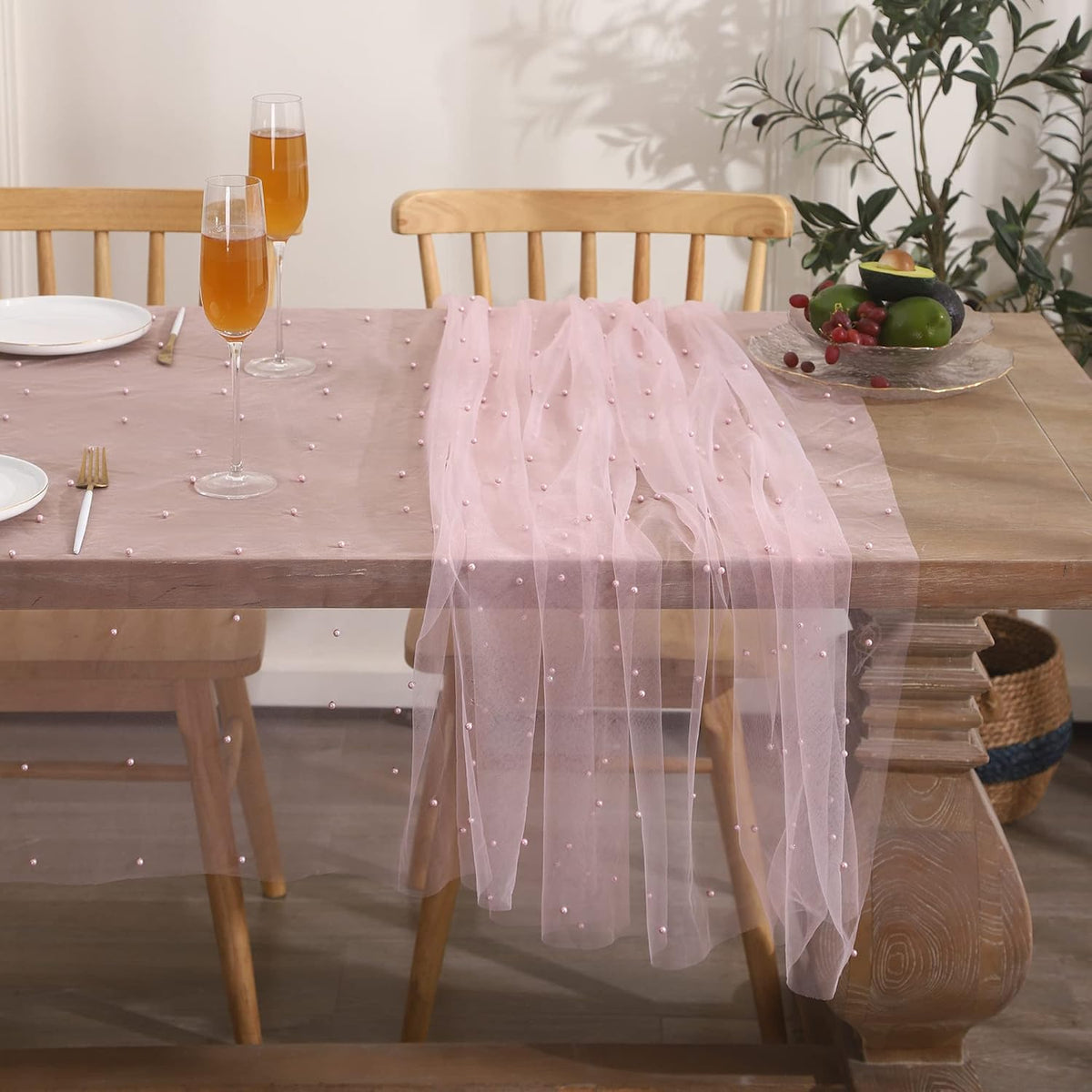 Pink Pearl Tablecloth Wedding Party Home Decor 55 x 86 inch