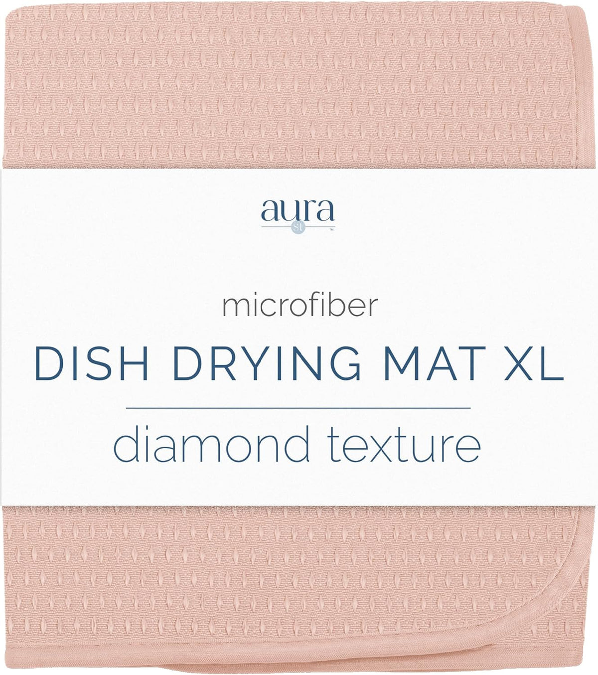 . Dish Drying Mat, 18" x 24", XL, Diamond Texture, Rose Pink