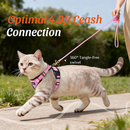 Cat Harness and Leash Set, Adjustable and Escape Proof, S
