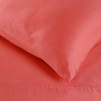 Egyptian Cotton 300 Thread Count Pillowcases, Pillow Cases, Modern, Solid Classic Pillow Case Cover, Ultra-Soft Comfort Basics, Bedding Essentials, Bed Accents, Set of 2, Standard, Coral