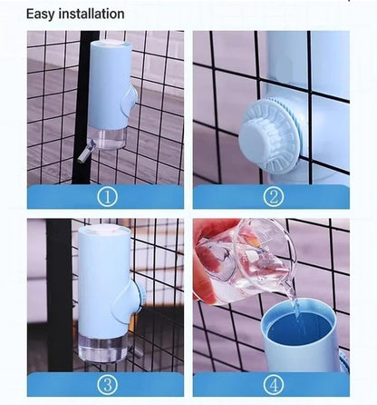 Dog Cat Automatic Dispenser Hanging Pet Drinker Fountain Head Ball Mouth Feeder Small Pets Drinking Bottle Dispenser(Pink)