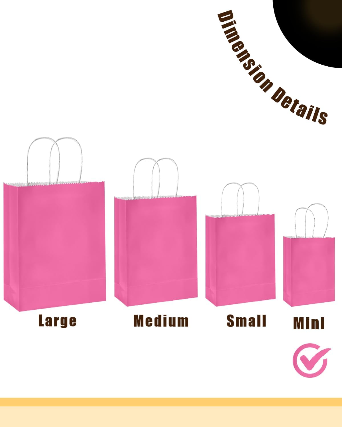 24PCS Mini Gift Bag with Handles Bulk 4.5"x2.5"x6" Gift Bags Pink Bags Multiple Uses