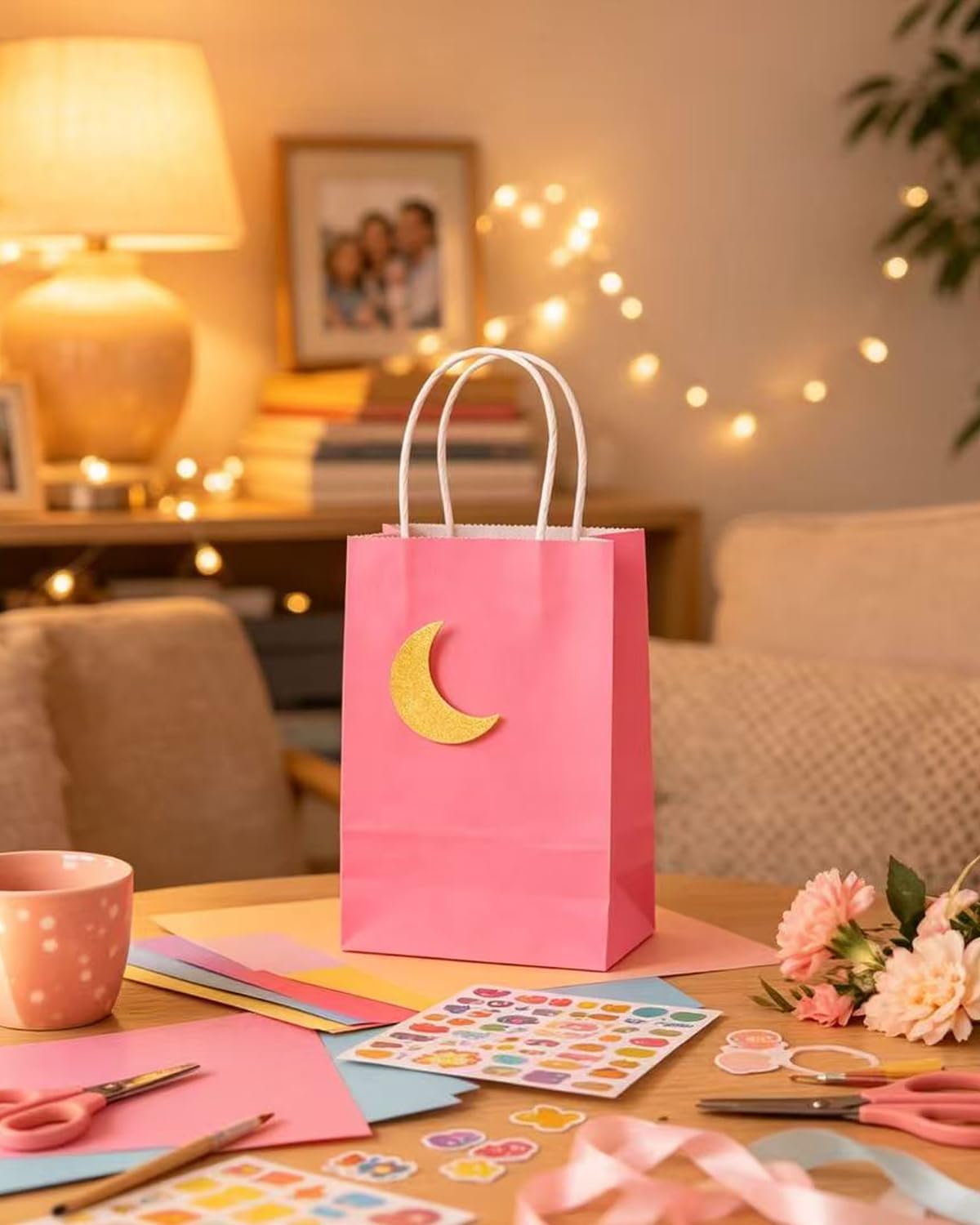 24PCS Mini Gift Bag with Handles Bulk 4.5"x2.5"x6" Gift Bags Pink Bags Multiple Uses
