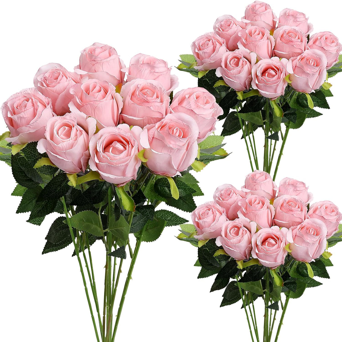 30 Pcs Artificial Roses with Long Stems - Pink