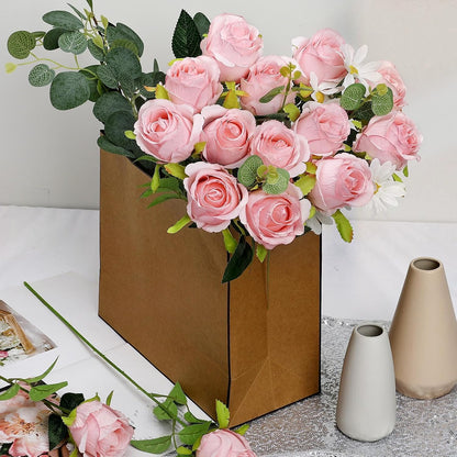 30 Pcs Artificial Roses with Long Stems - Pink
