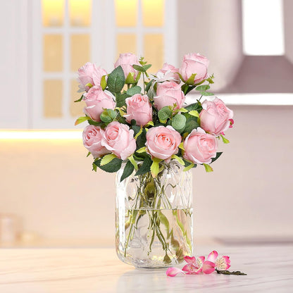 30 Pcs Artificial Roses with Long Stems - Pink