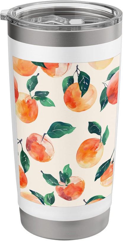Pastel Pattern Art Peach Fruit Stainless Steel Insulated Tumbler