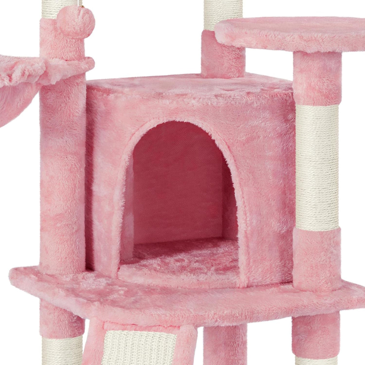42in Cat Tree Tower for Indoor Cats, Cat Condo with Perch & Hammock, Activity Center, Multi-Level Cat Furniture with Scratching Posts, Cat House, Pink