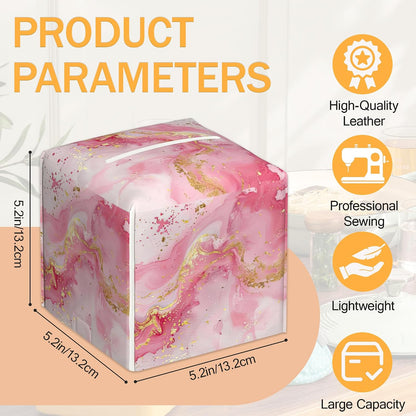 Blue Pink Gold Liquid Marble 2 Pcs Tissue Box Holder Square Tissue Box Cover Facial Cube Napkin Organizer Dispenser for Bedroom Office Bathroom Decor