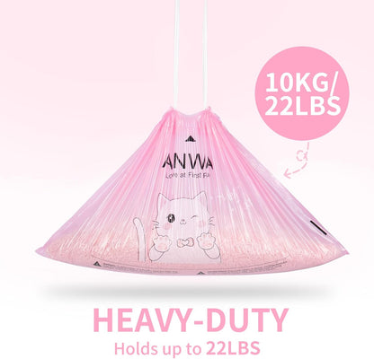ANWA 40 Count Cat Litter Box Liners for Automatic Cat Litter Box and Litter Box Robot 4/5, Heavy-Duty, Extra Thick, Pink