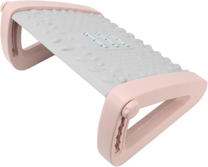 Ergonomic Foot Rest Under Desk, 6 Height Adjustable Footstool with Massage Roller – Office Chair Footrest for Home, Pink