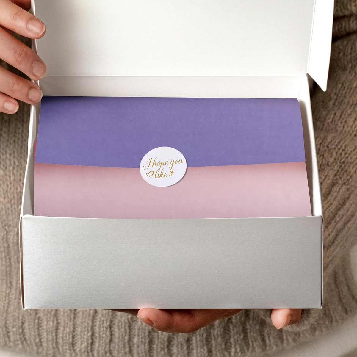 60 Sheets Pink and Purple Gradient Tissue Paper Bulk with Stickers, Gift Wrapping Tissue Paper for Gift Bags, Crafts, Flowers, Party and Holiday Packaging, 20 x 14 Inches