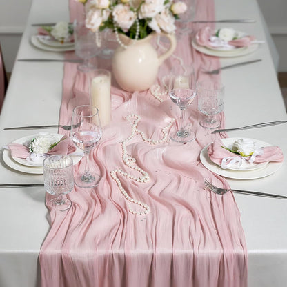Leetaltree Dazzle Table Runner-Luxury Scarf Table Runner 120 Inch 10FT - Liquid Silk Shine, Elegant Gift Set with Card for Wedding, Christmas, Baby Shower,Holiday & Home Decor (Pink, 1 Pack)
