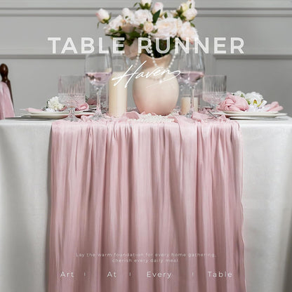 Leetaltree Dazzle Table Runner-Luxury Scarf Table Runner 120 Inch 10FT - Liquid Silk Shine, Elegant Gift Set with Card for Wedding, Christmas, Baby Shower,Holiday & Home Decor (Pink, 1 Pack)