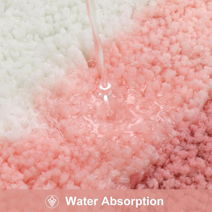Pink Bathroom Rugs Non Slip 20X31 inch, Ultra Soft Absorbent Irregular Shape Bath Rug, Microfiber Washable Non-Slip Bathmat Boho Decor for Bedroom Bathroom Floor Tub Shower