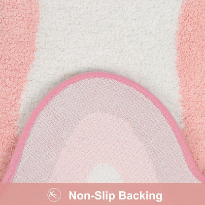 Pink Bathroom Rugs Non Slip 20X31 inch, Ultra Soft Absorbent Irregular Shape Bath Rug, Microfiber Washable Non-Slip Bathmat Boho Decor for Bedroom Bathroom Floor Tub Shower