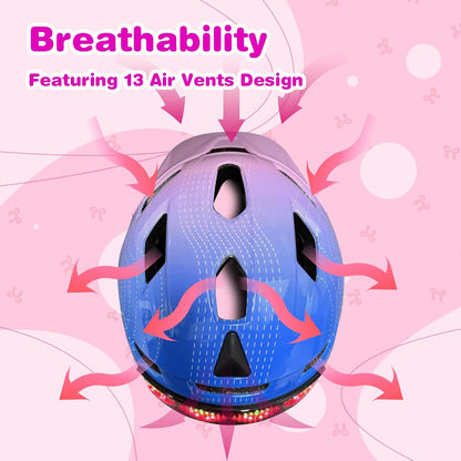 Kids Bike Helmet with LED Lights, Remote Control Turn Signals Safety Helmet Back Light for Youth Mountain Cycling Scooter Skateboarding, Adjustable and Lightweight for Boys Girls