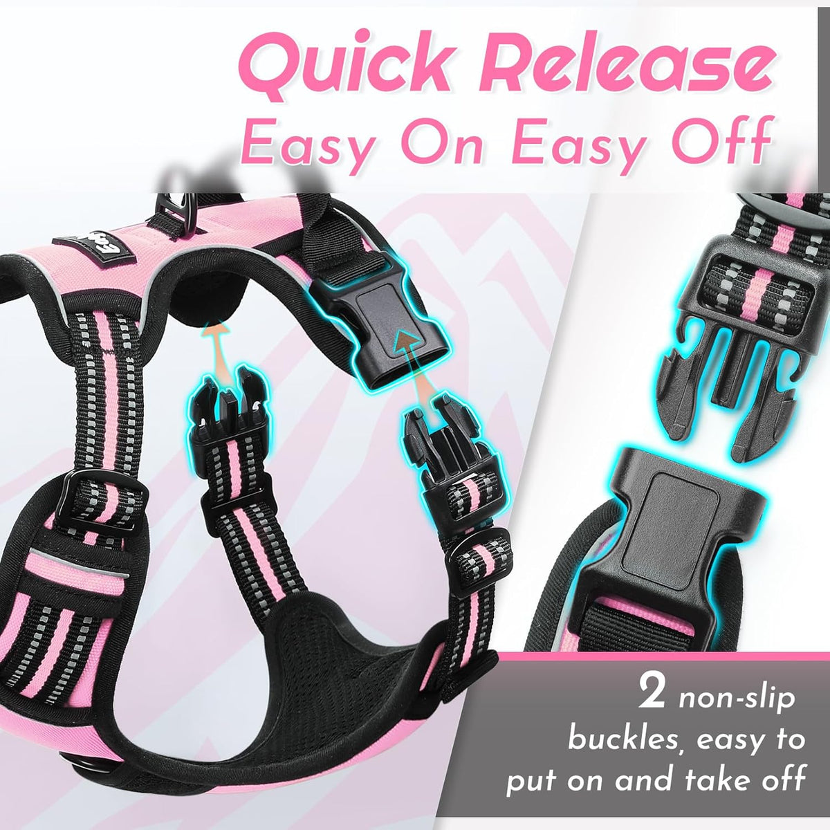 Eagloo Dog Harness for Large Dogs, No Pull Pet Vest with 2 Leash Clips