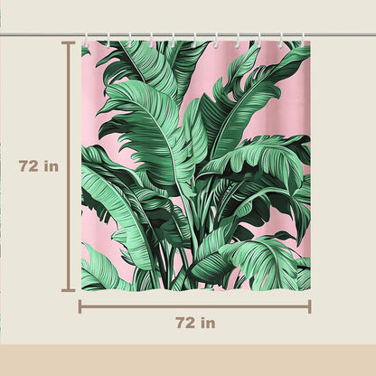 Tropical Shower Curtain, Botanical Shower Curtains for Bathroom Clearance, Pink Bathroom Curtain Set, Palm Tree Decorative Bath Curtains, Waterproof, with Hooks, Machine Washable 72x72 in