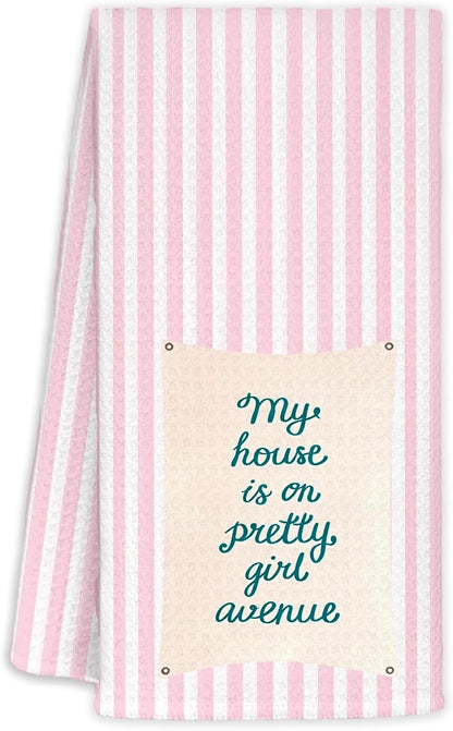 Pink Striped Decorative Hand Tea Dish Towel for Bathroom Kitchen, Girly Kitchen Bathroom Accessories Decor Towels,16x24 inch