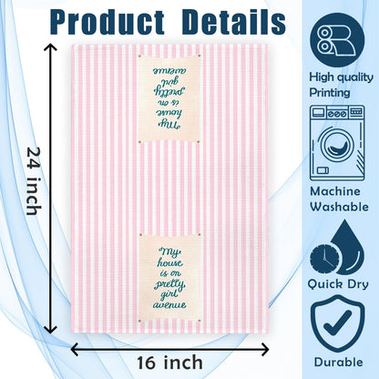 Pink Striped Decorative Hand Tea Dish Towel for Bathroom Kitchen, Girly Kitchen Bathroom Accessories Decor Towels,16x24 inch