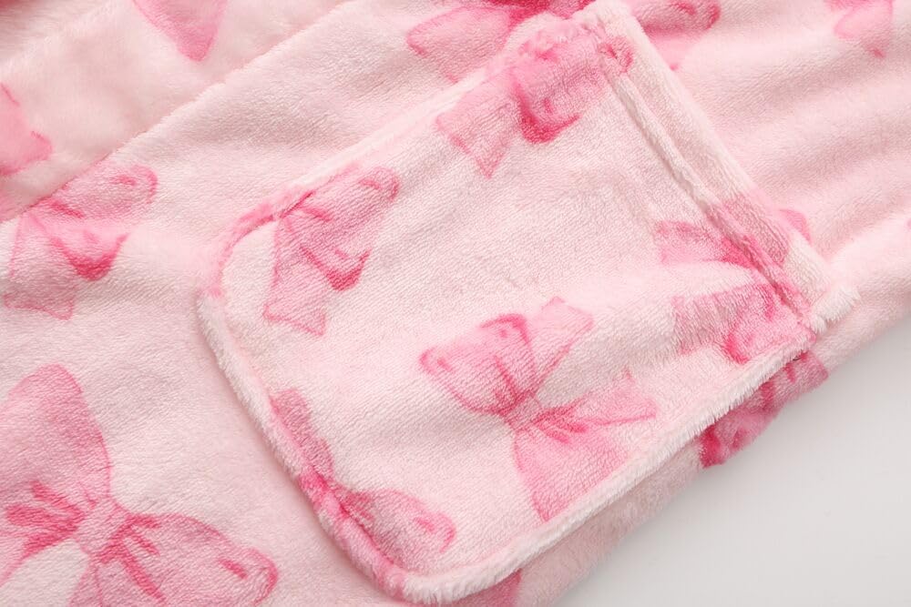 Girls Fleece Robe Boys Hooded Bathrobe Soft Flannel Robe For Kids