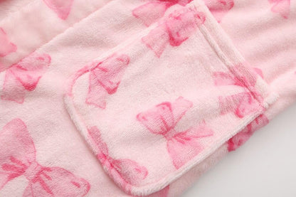 Girls Fleece Robe Boys Hooded Bathrobe Soft Flannel Robe For Kids