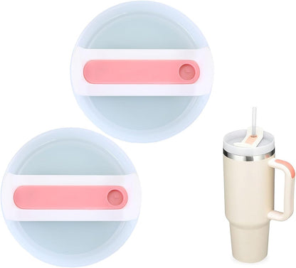 40oz Tumbler Lids Replacement for Stanley Cup,Replacement Spill Proof Splash Resistant Tumbler Lids Reusable Tumbler Cover for Stanley and More Coffee Mugs (Light Pink+White)