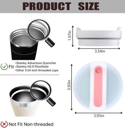40oz Tumbler Lids Replacement for Stanley Cup,Replacement Spill Proof Splash Resistant Tumbler Lids Reusable Tumbler Cover for Stanley and More Coffee Mugs (Light Pink+White)