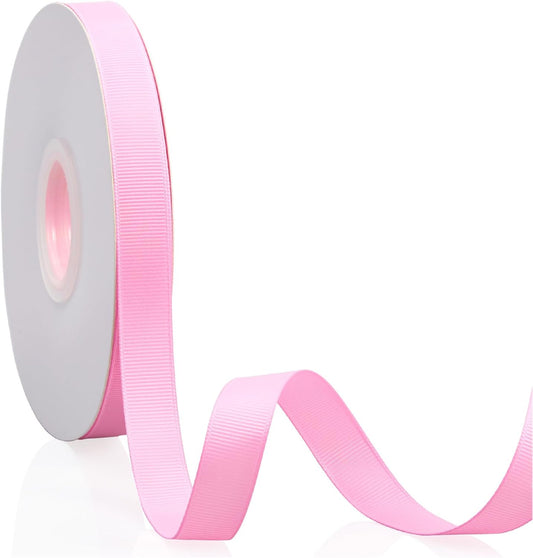 Peach Pink 5/8" X 50 Yards Solid Color Double Faced Grosgrain Ribbon for Gifts Wrapping, Wedding, Party, Crafts, Hair Bows, Flowers, Home DIY Decor