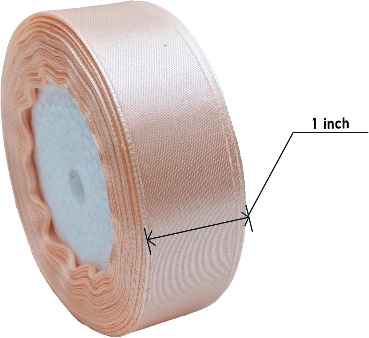 Light Peach Satin Ribbon 1 inch Double Faced 25 Yards Satin Solid Roll for Gift Wrapping Hair Bows Wedding Halloween Christmas Party Decoration Balloons Wreath Craft Sewing Invitation Cards Bouquets