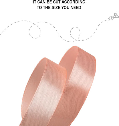 Light Peach Satin Ribbon 1 inch Double Faced 25 Yards Satin Solid Roll for Gift Wrapping Hair Bows Wedding Halloween Christmas Party Decoration Balloons Wreath Craft Sewing Invitation Cards Bouquets