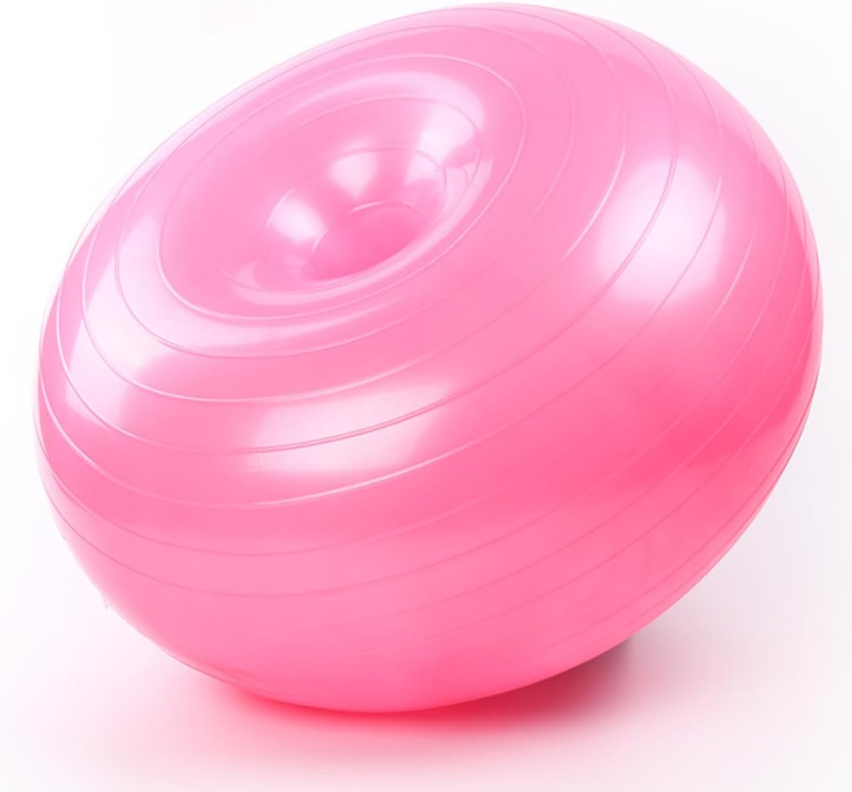 Donut Inflatable Yoga Ball PVC Durable Stability Ball with Air Pump, Thickened Balance Training Equipment for Pilates and Home Exercise (Light Pink)