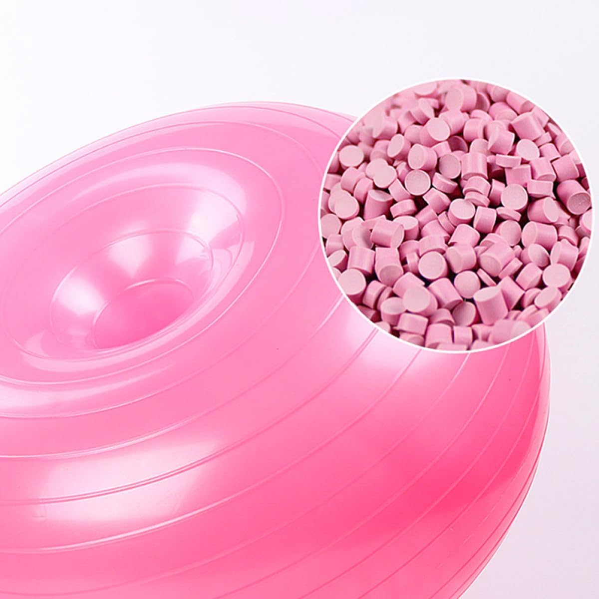 Donut Inflatable Yoga Ball PVC Durable Stability Ball with Air Pump, Thickened Balance Training Equipment for Pilates and Home Exercise (Light Pink)