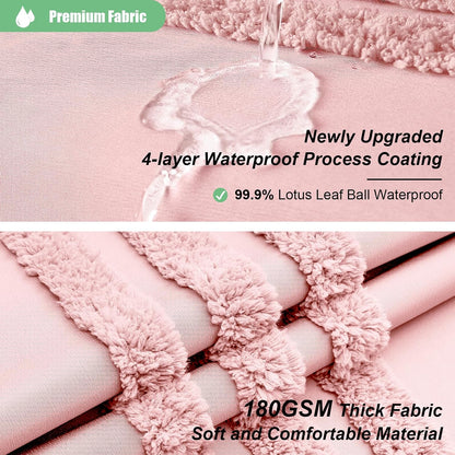 Farmhouse Shower Curtain Chenille Striped Fabric 72"x72" Pink