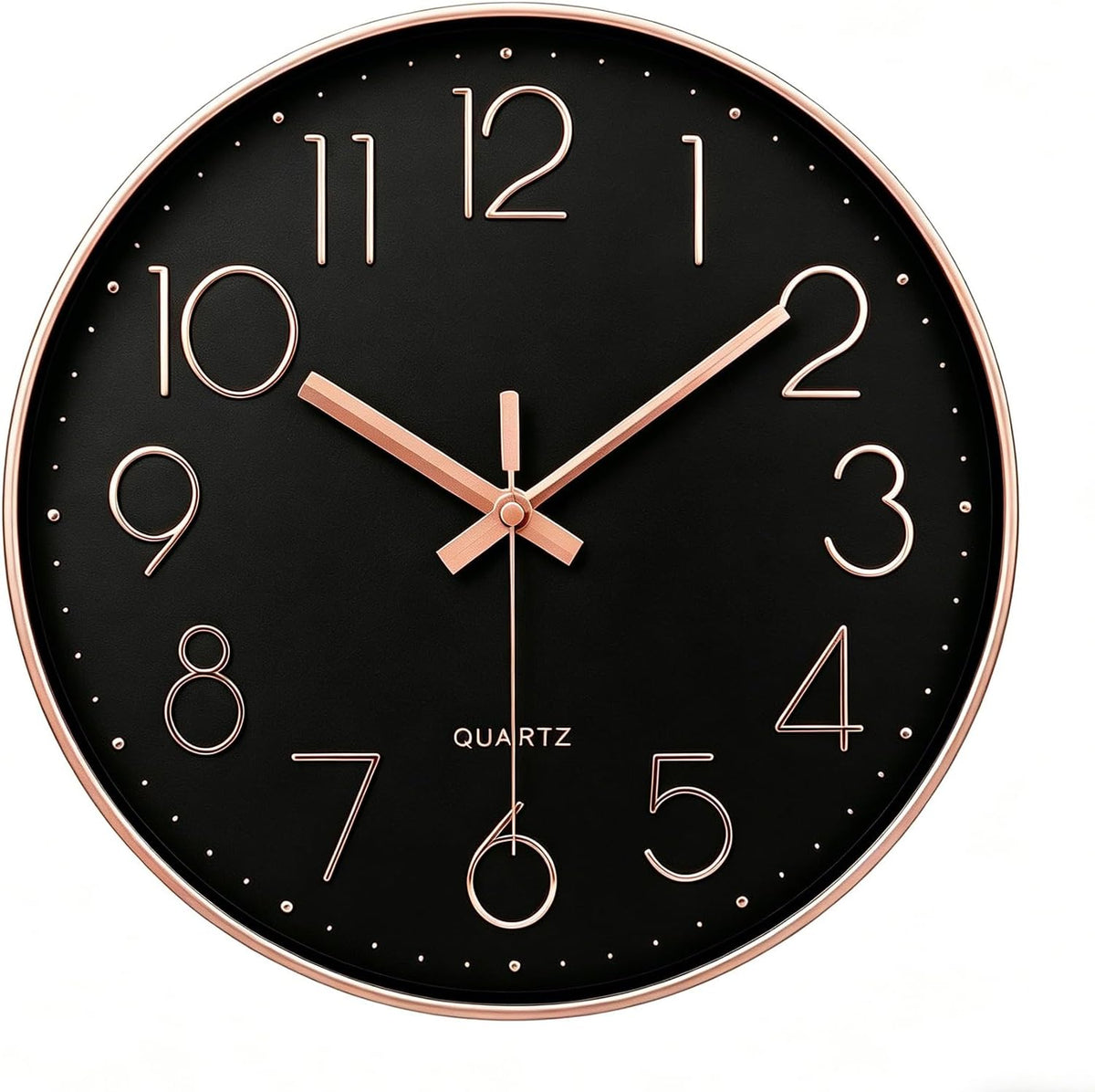 Rose Gold Wall Clock for Grils Womens Silent Non-Ticking Clock Decorative for Bedroom Office