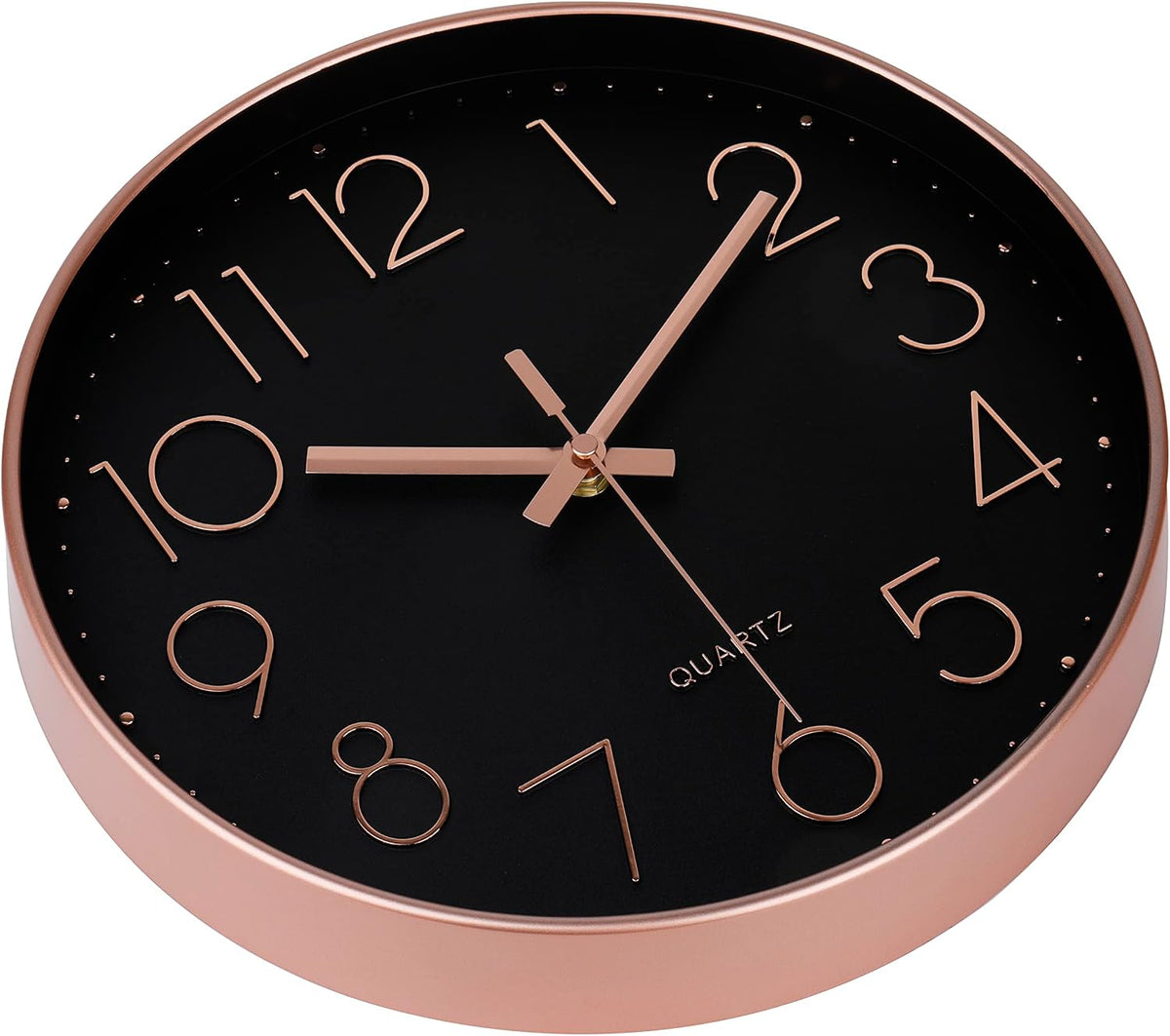 Rose Gold Wall Clock for Grils Womens Silent Non-Ticking Clock Decorative for Bedroom Office