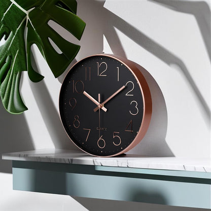Rose Gold Wall Clock for Grils Womens Silent Non-Ticking Clock Decorative for Bedroom Office