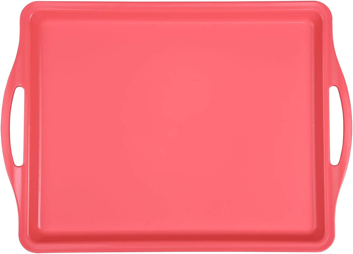 Home Durable Serving Tray (1pk, Salmon) - Platter with Handle 14in, Salmon, (Heavy Duty,Large Capacity Great for Kitchen, Wedding, Restaurant Indoor or Outdoor Picnic Camping
