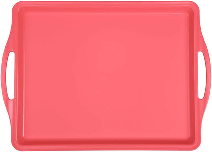 Home Durable Serving Tray (1pk, Salmon) - Platter with Handle 14in, Salmon, (Heavy Duty,Large Capacity Great for Kitchen, Wedding, Restaurant Indoor or Outdoor Picnic Camping