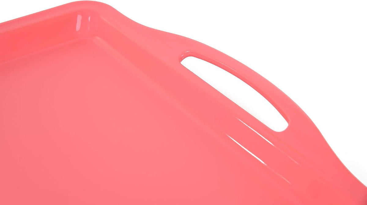 Home Durable Serving Tray (1pk, Salmon) - Platter with Handle 14in, Salmon, (Heavy Duty,Large Capacity Great for Kitchen, Wedding, Restaurant Indoor or Outdoor Picnic Camping