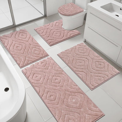 Bathroom Rugs Sets 5 Piece, Non Slip Washable Bath Mat Set